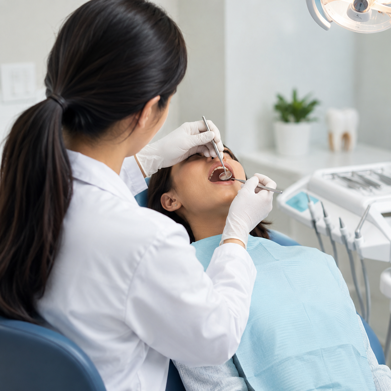 Dentist treating patient
