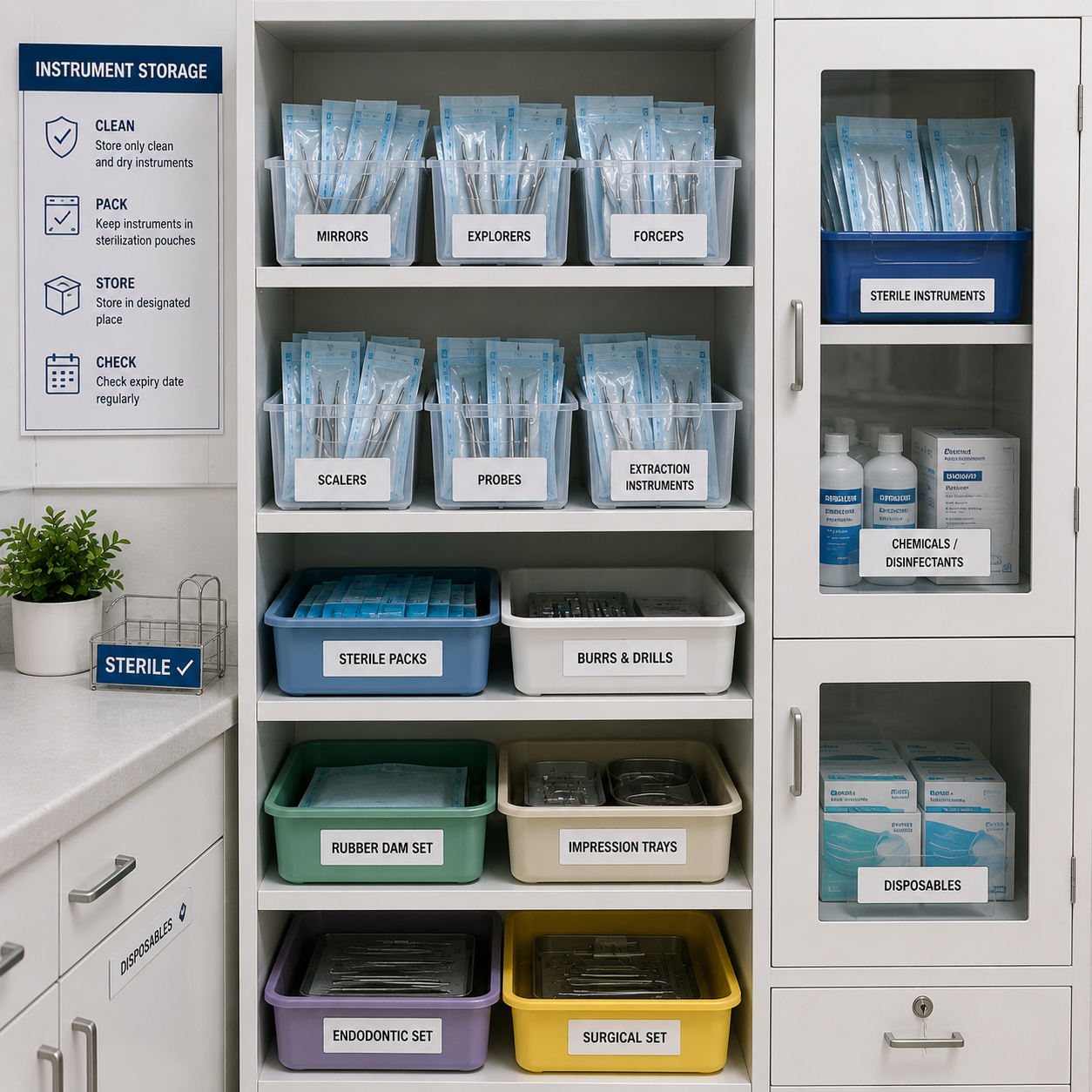 Sterile UV storage cabinet dental clinic