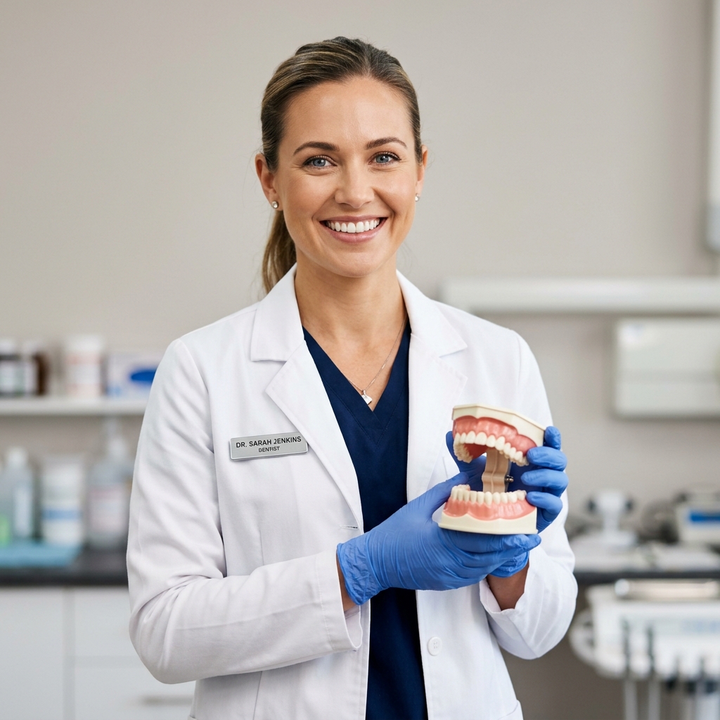 Dentist holding dental model - Best Dental Clinic in Kanyakumari